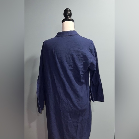 Navy long sleeve button up dress - Picture 2 of 4